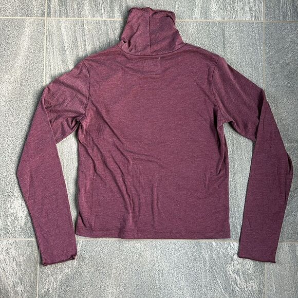 NWT Chaser Long Sleeve Cropped Slouchy Turtle Neck Burgundy Maroon Tee Shirt S - Picture 7 of 14
